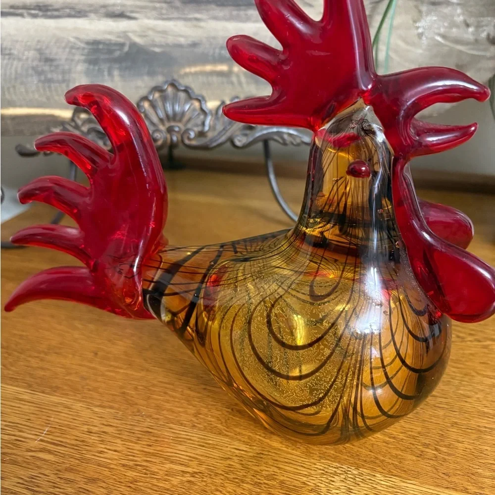 Large Robert Williams Studio Art Glass Rooster Figurine/ Paperweight